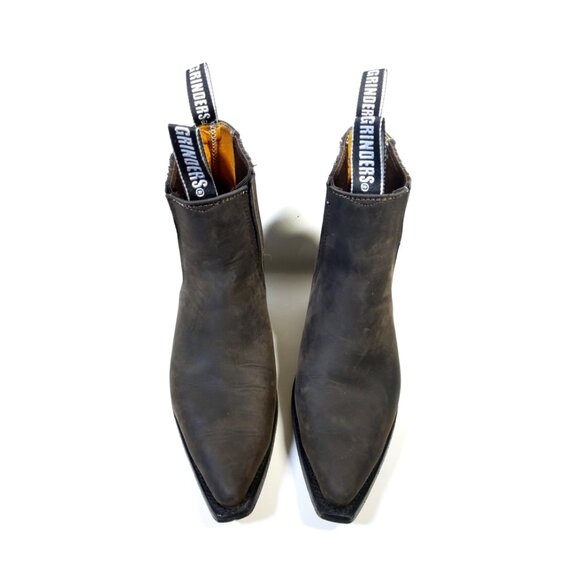 GRINDERS Crazy Horse Leather Pointed Toe Cowboy Ankle Boots Mens 10 - Picture 3 of 10